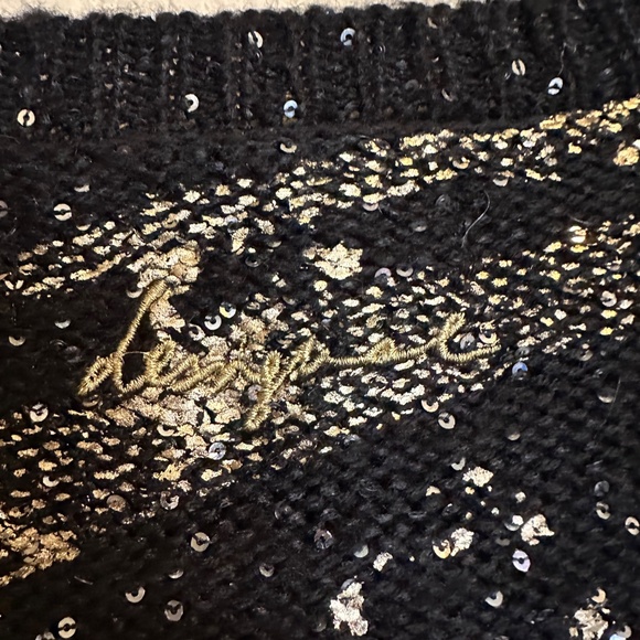 Desigual Black and Gold Sequins and Stars Sweater - Size Small - Picture 6 of 6